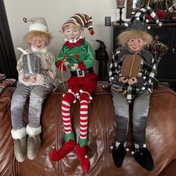 Three Large Elf On A Shelf