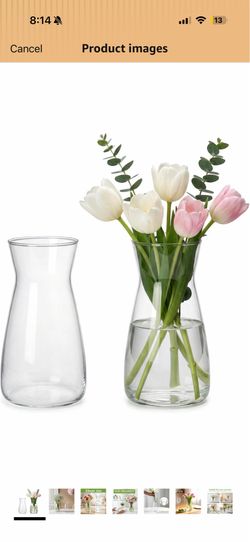 New In box New in box Set of 2 Glass Vases for Flowers,Clear Glass Flower Vase 8 inches
