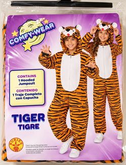 NWT Rubie's Comfy-Wear Orange & White Tiger One-Piece Hooded Halloween Costume