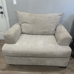 Beige Upholstered Armchair - Delivery Available
