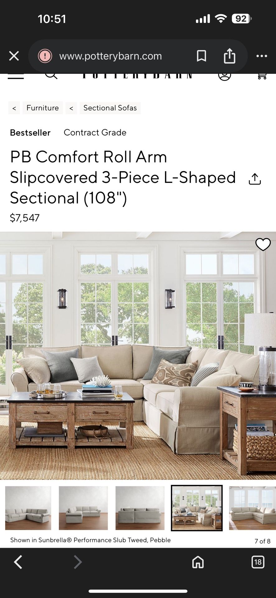 POTTERY BARN SECTIONAL COUCH