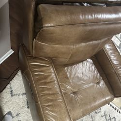 Brown/Gold Leather Couch