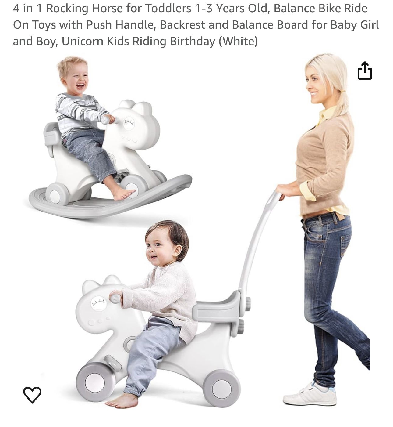Baby Infant Child 4 in 1 rocking horse balance bike. 