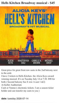 Hells Kitchen - Alicia Keys award winning musical