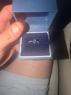 James Allen Brand New Blue Topaz, Diamond, and Real Gold Ring (size 7)