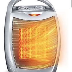 Portable Electric Space Heater with Thermostat, 1500W/750W Safe and Quiet Ceramic Heater Fan, Heat Up 200 Square Feet for Office Room Desk Indoor Use,