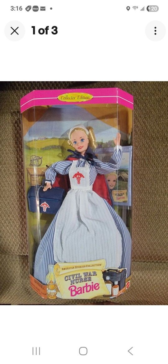 Barbie American Stories Collection Civil War Nurse Barbie 14612 NIB Vintage 1995