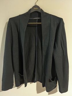 Zara Man Black Open-Front Knit Cardigan