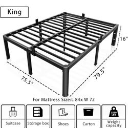 16 inch King Size Bed Frame (delivery/assembly option)