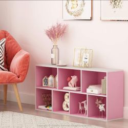 Furinno 7 Cube Shelf Bookcase White/Pink NEW in Box