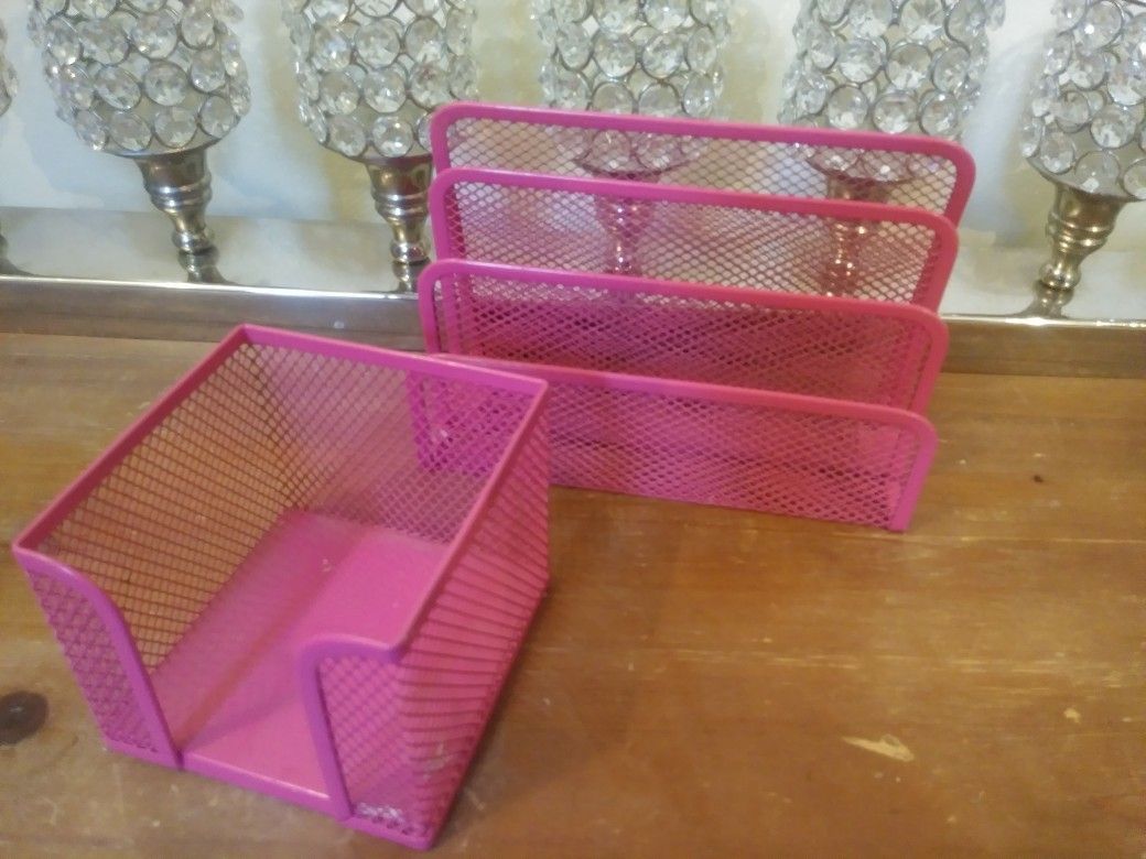 Pink Office School Supplies Organizers