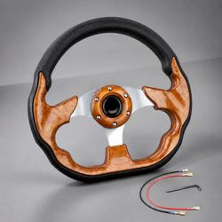 Wooden color universal steering wheel