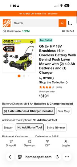 Ryobi 16 inch electric lawnmower