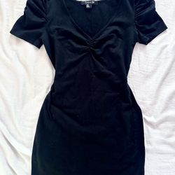 Puff Sleeve Black Mini Dress Size M