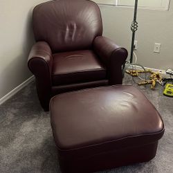 Leather Reclining Chair And Matching Ottoman 