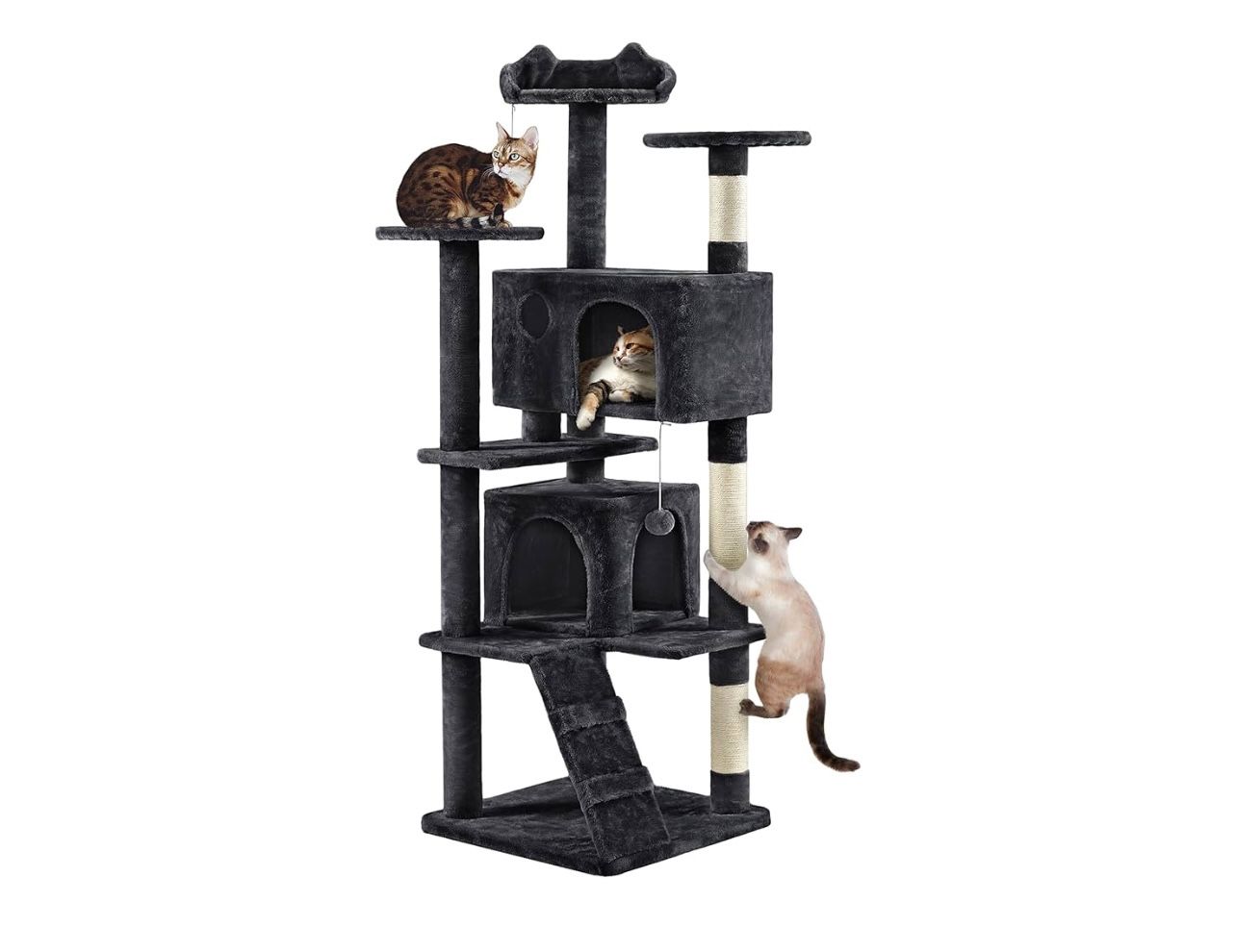 Multi-Level Cat Tree for Large Cats, with Cozy Condos for Indoor Cats