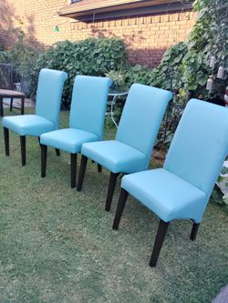 Teal dining chairs set