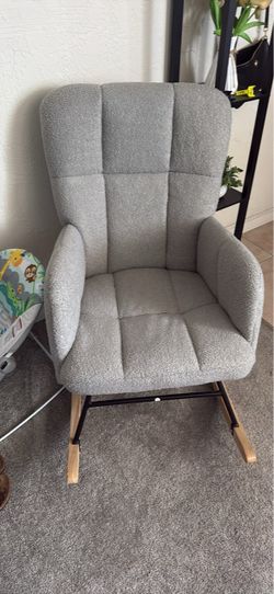 Gray Upholstered Rocking Accent Chair
