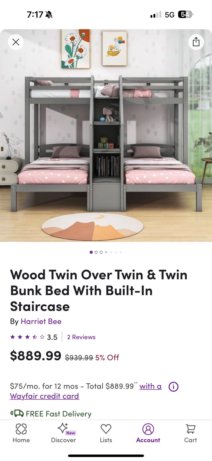 Twin Over Twin & Twin Bunk Bed With Built-In Staircase