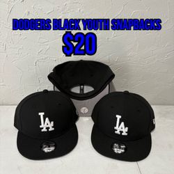 MLB New Era Los Angeles Dodgers Black YOUTH 9fifty SnapBack Hats 