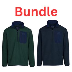 Bundle Bass Pro Shops Quarter-Zip Long-Sleeve Pullover Men’s EUC Blue Green Soft Fleece