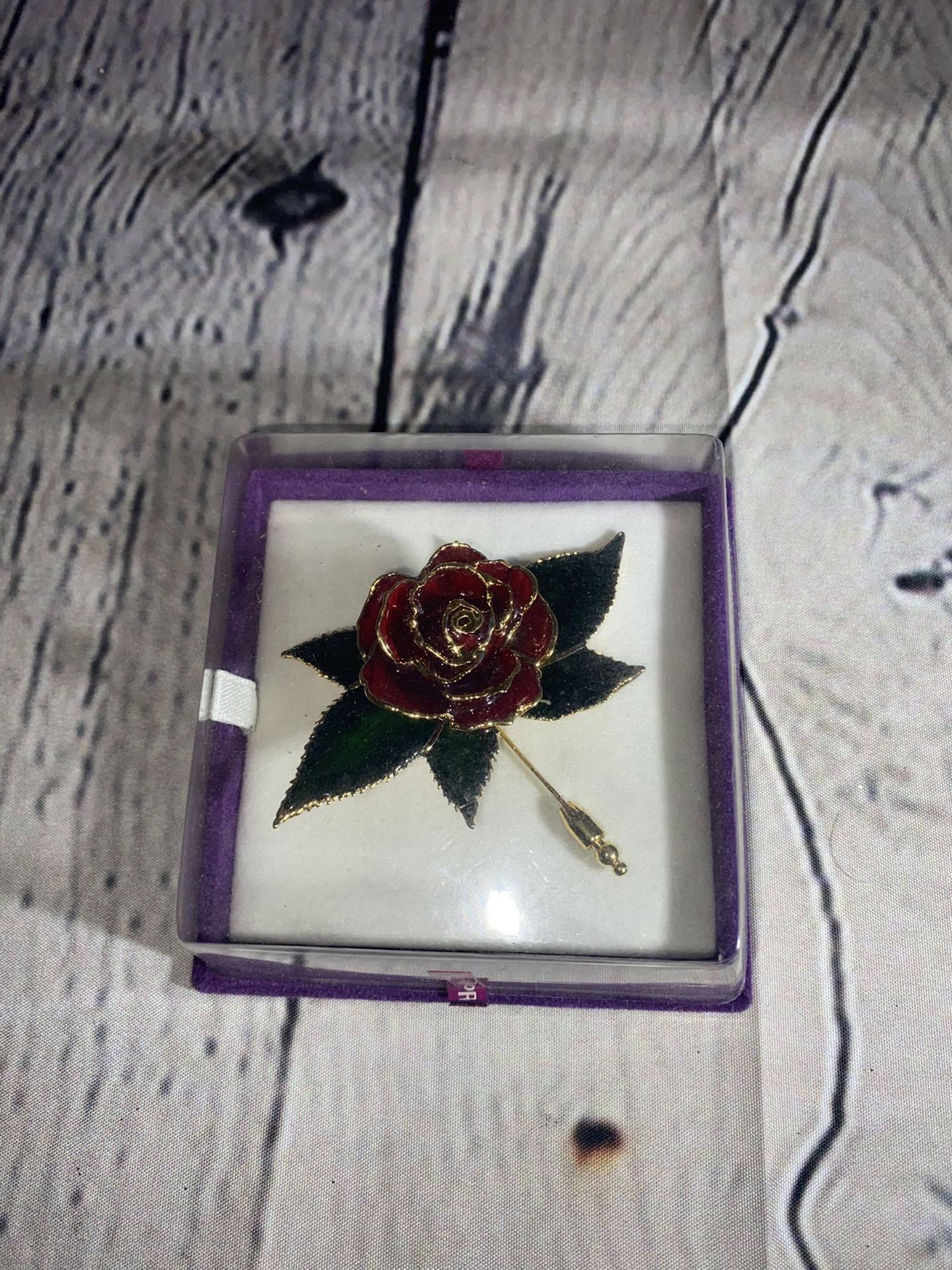 Hand Painted Antique Rose Pin