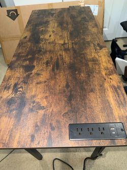 Folding wood table with power  strip