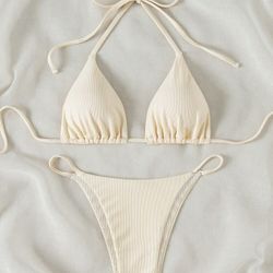  Swim Summer Beach V-Neck Halter Bikini Set