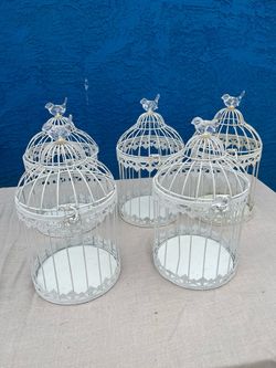 White Decorative Bird Cages Set of 5