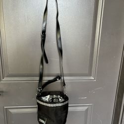 Versace Parfums Bucket  Crossbody Mini Bag Black Nylon Fabric(Open To Offers)