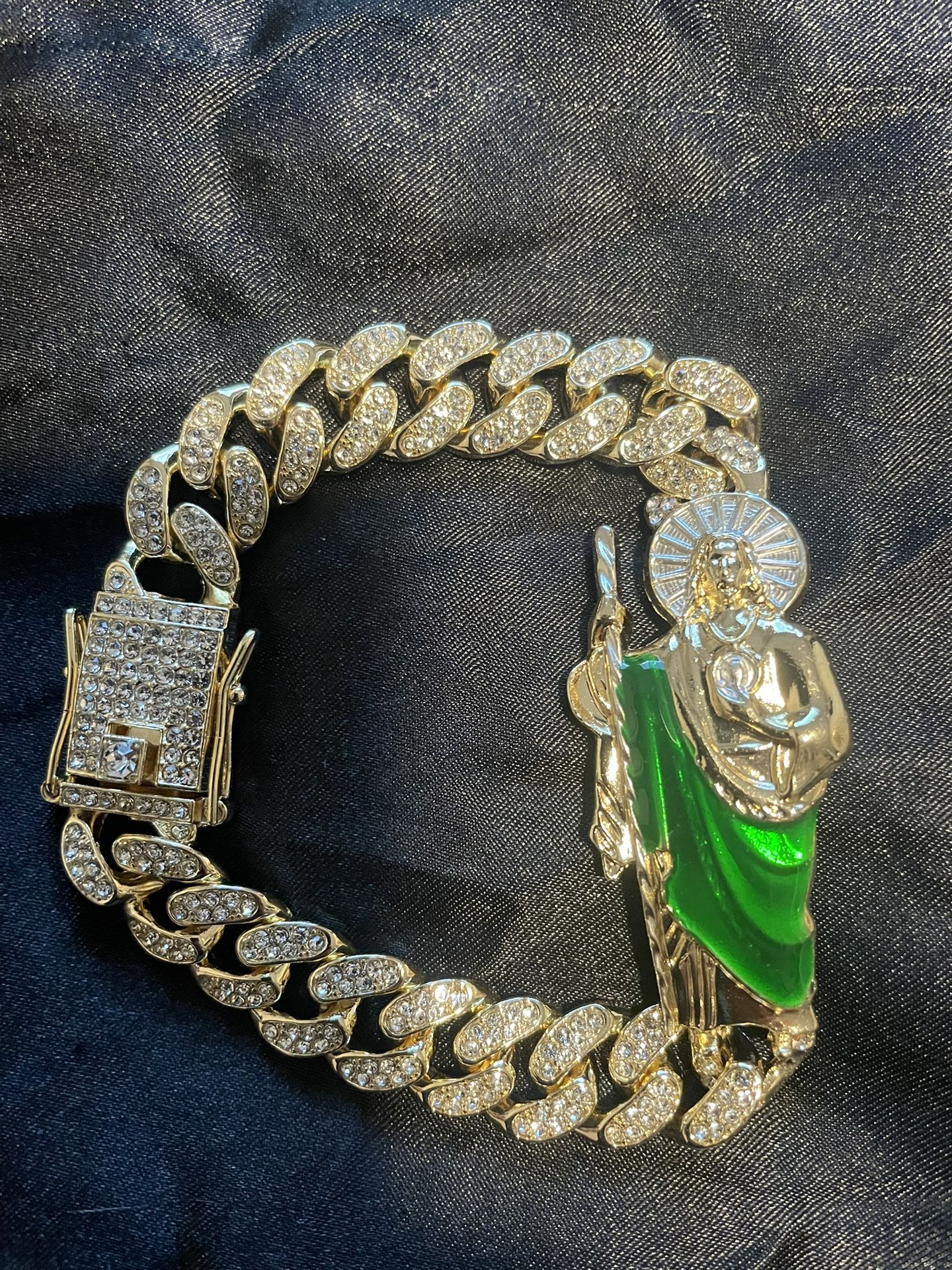 Gold Plated Men’s San Judas Chain Bracelet