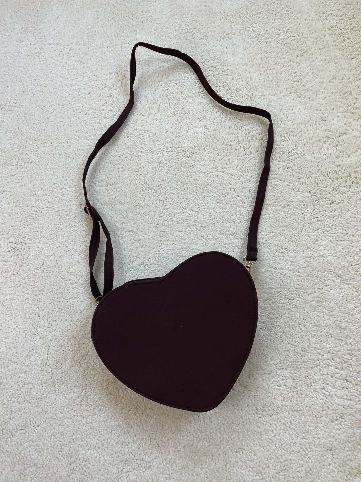 Diamante - Plain Brown Heart Crossbody Bag