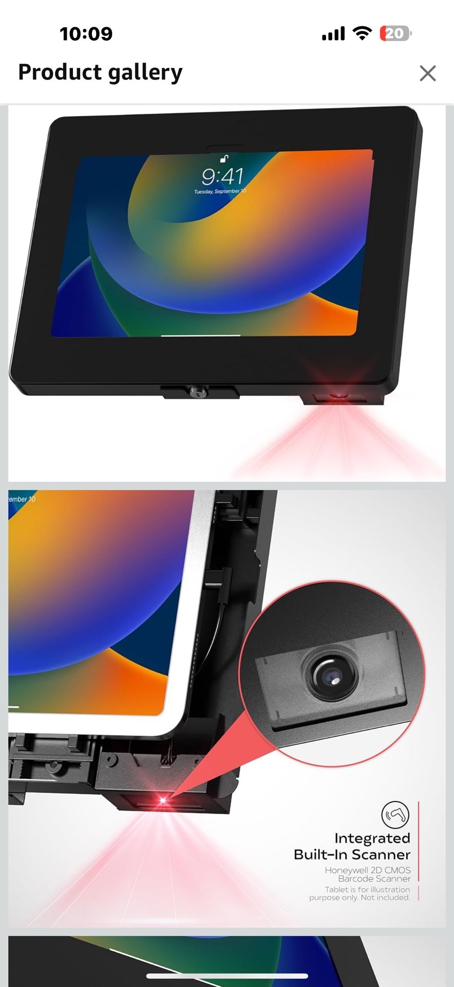 iPad Wall Mount with Barcode Scanner – CTA Anti-Theft Tablet Enclosure with Honeywell Barcode Scanner for iPad 10.9" 10th Gen, iPad 11 (A16), Pro 11",
