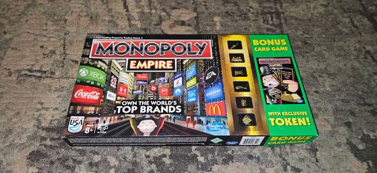 Monopoly EMPIRE Top Brands Board Game With BONUS Card Game. Brand New Open Box!!