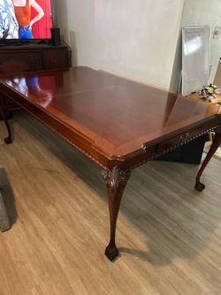 Wooden Dining Room Table Made in USA Dark Brown Finish