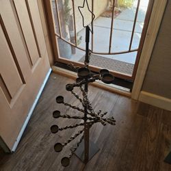 Rustic Iron Christmas Tree Candle Holder