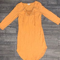 Heart & Hips Golden Mustard Yellow 3/4 Sleeve Dress