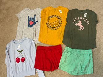Girls clothes size 14 tops and shorts and cherry sweatshirt