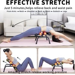 Mini Inversion Table with Back Massage Roller Relieve Back Pain Foldable Back Stretcher Ab Machine with 400LB Weight Capacity(HXCY4101)