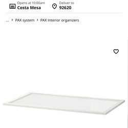 glass KOMPLEMENT Glass shelf, white, 39 3/8x22 7/8 "