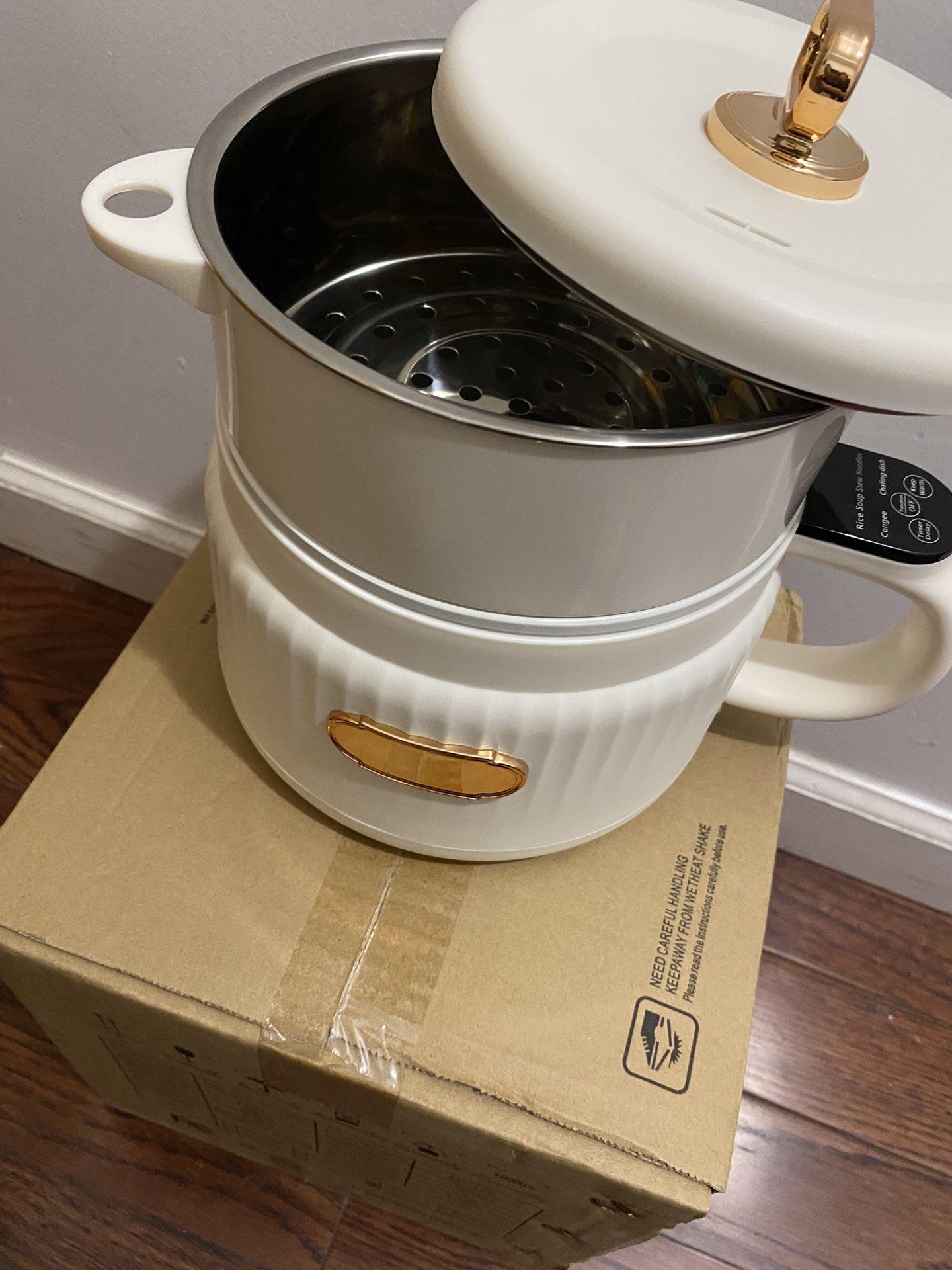 Rice Cooker Small Non-stick Pot Rice Maker 6 Cooking Functions: Rice, Soup, Stew, Porridge and more, 1.6 Litre Portable Rice Cooker and Bento Box, Mul
