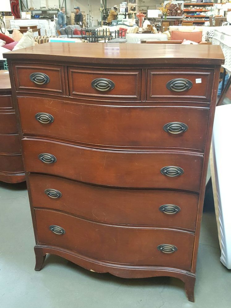 Antique 1940-50's Dixie Mahogany 7 Drawer Dresser