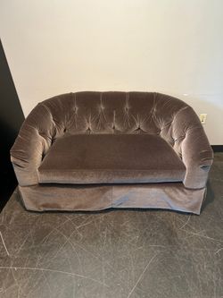 Custom Tufted Gray Velvet Loveseat