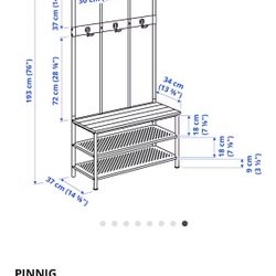 Coat rack with shoe storage bench, black Color