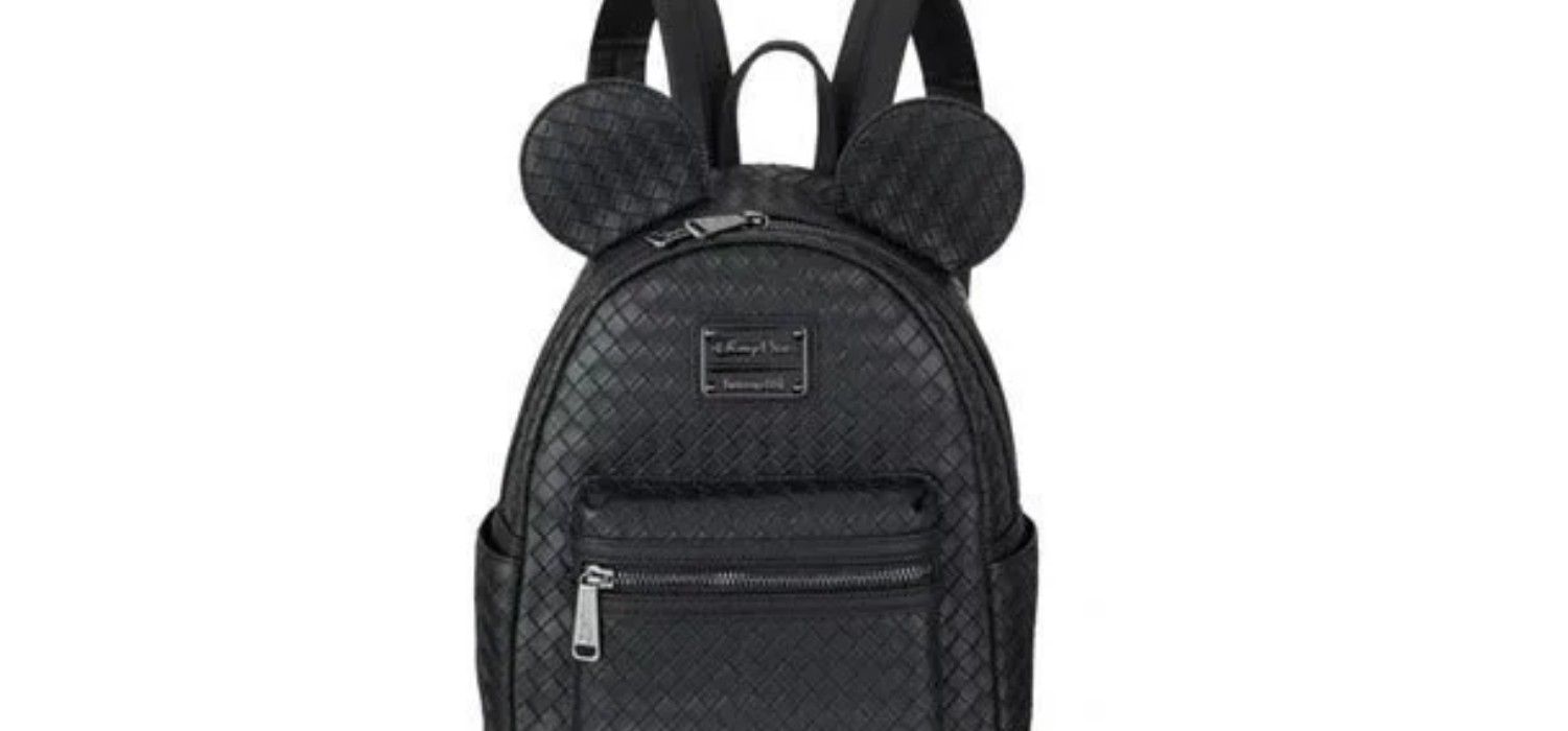 Disney Parks Mickey Mouse Woven Black Loungefly Mini Backpack New