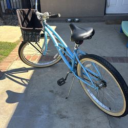 Beach cruiser with basket and bell
