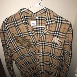 Burberry Button Up with Patches Sz Large
