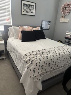 Gray Tufted Queen Bed Frame