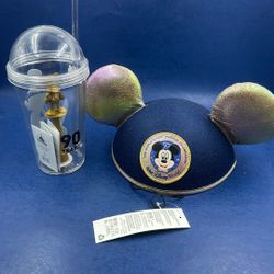 Mickey Mouse Ears Hat And 90th Anniversary Cup Walt Disney 