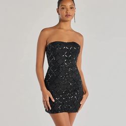 Windsor sequin bow strapless mini dress